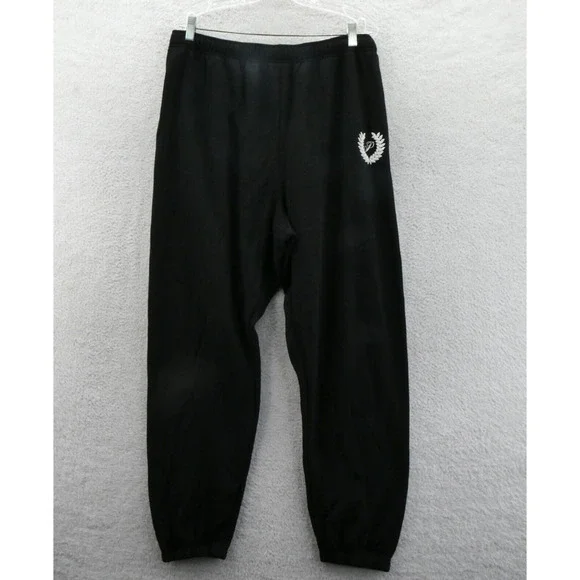 Victorias Secret XL Everyday Fleece Sweatpants Black Jogger Tapered Leg PINK New - Picture 1 of 8